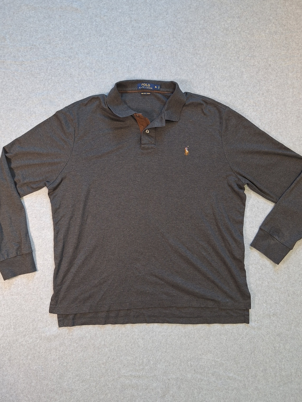 Polo by Ralph Lauren Pima Soft Touch Long Sleeve Dark Gray Polo Shirt Size XL